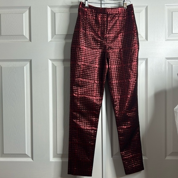NBD x Naven Metallic Red Black Hi Rise Pants XS - Picture 1 of 7